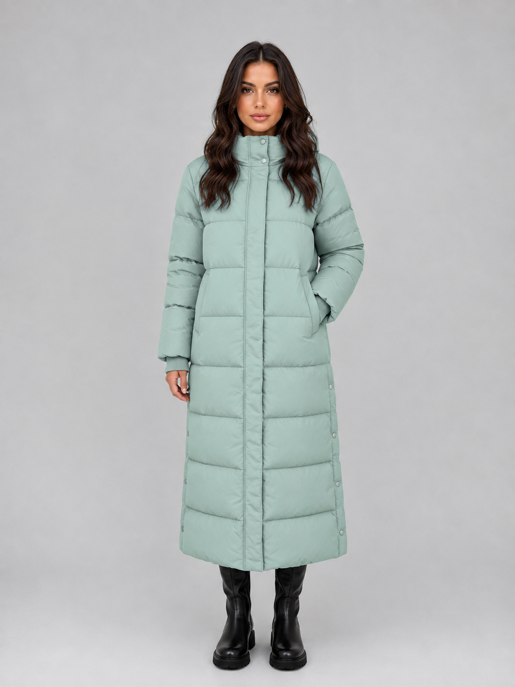 Women’s Long Puffer Coat – Hooded Padded Winter Jacket