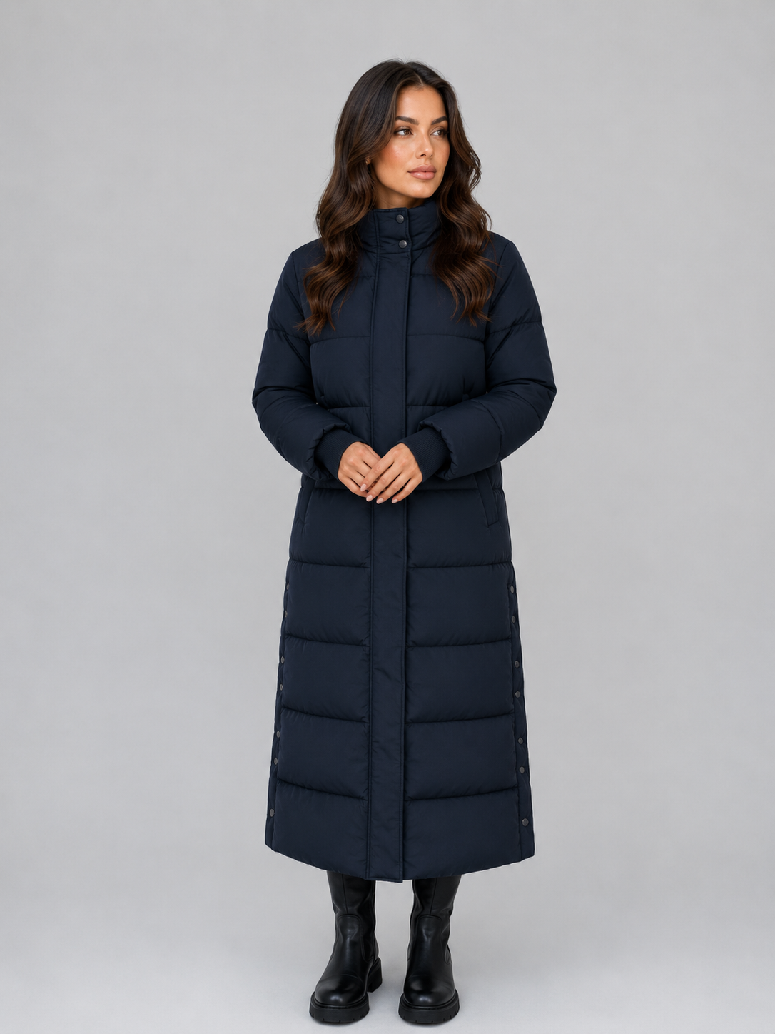 Women’s Long Puffer Coat – Hooded Padded Winter Jacket
