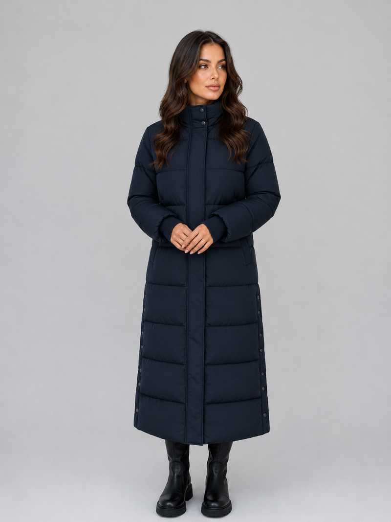 Women’s Long Puffer Coat – Hooded Padded Winter Jacket