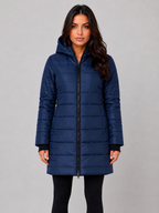 Women’s Long Puffer Coat – Hooded Quilted Winter Jacket