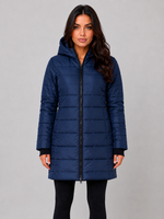 Women’s Long Puffer Coat – Hooded Quilted Winter Jacket