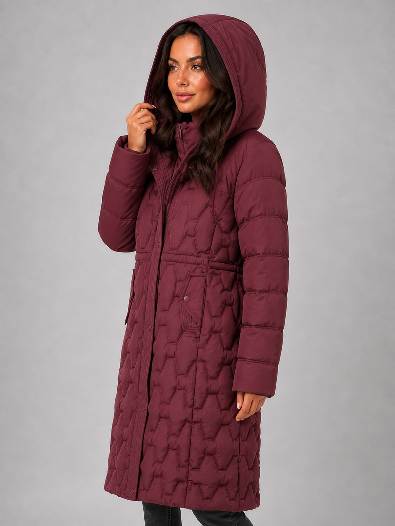 Women’s Long Puffer Coat – Hooded Quilted Winter Jacket