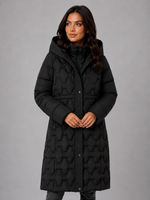 Women’s Long Puffer Coat – Hooded Quilted Winter Jacket
