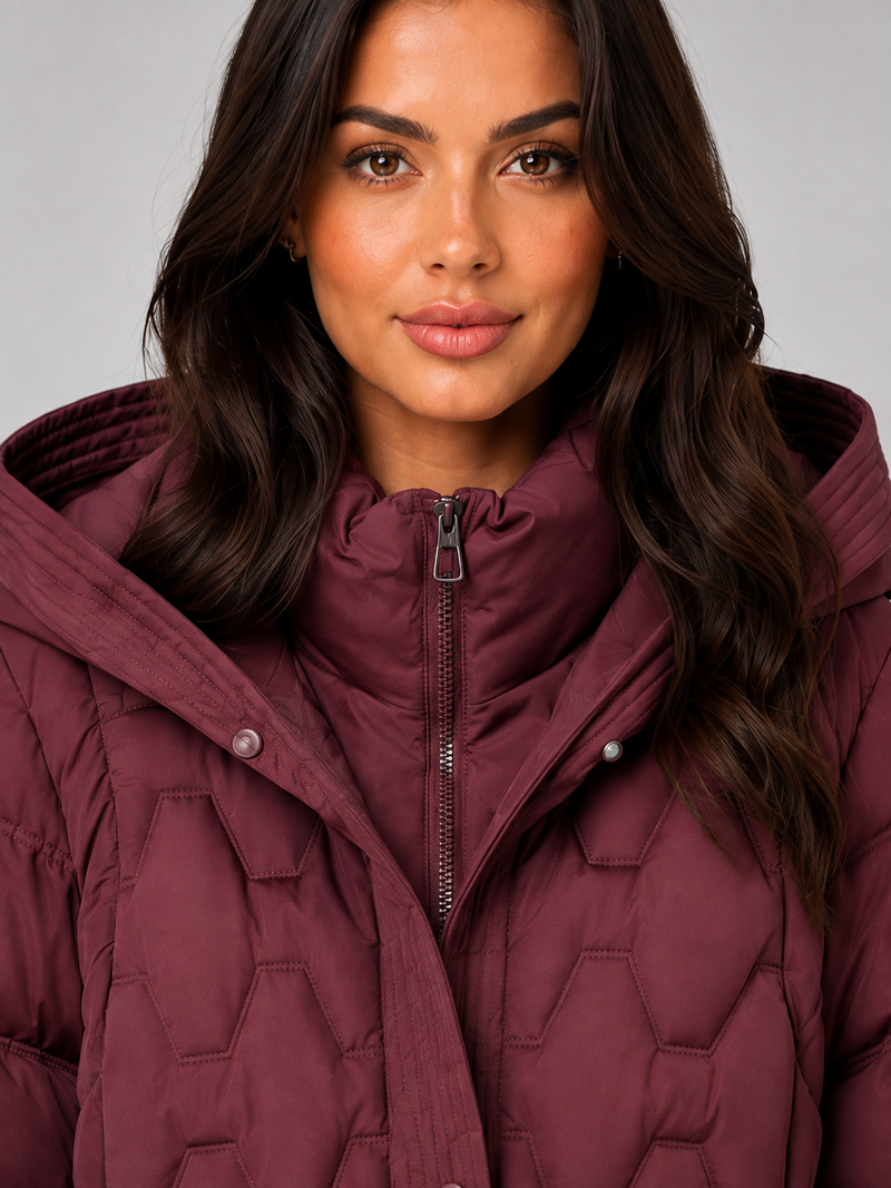 Women’s Long Puffer Coat – Hooded Quilted Winter Jacket
