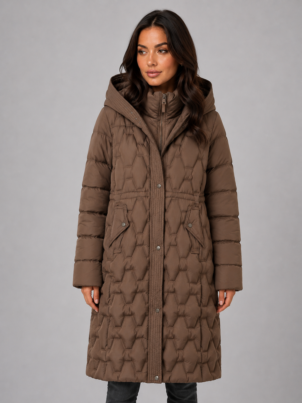 Women’s Long Puffer Coat – Hooded Quilted Winter Jacket