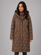 Women’s Long Puffer Coat – Hooded Quilted Winter Jacket