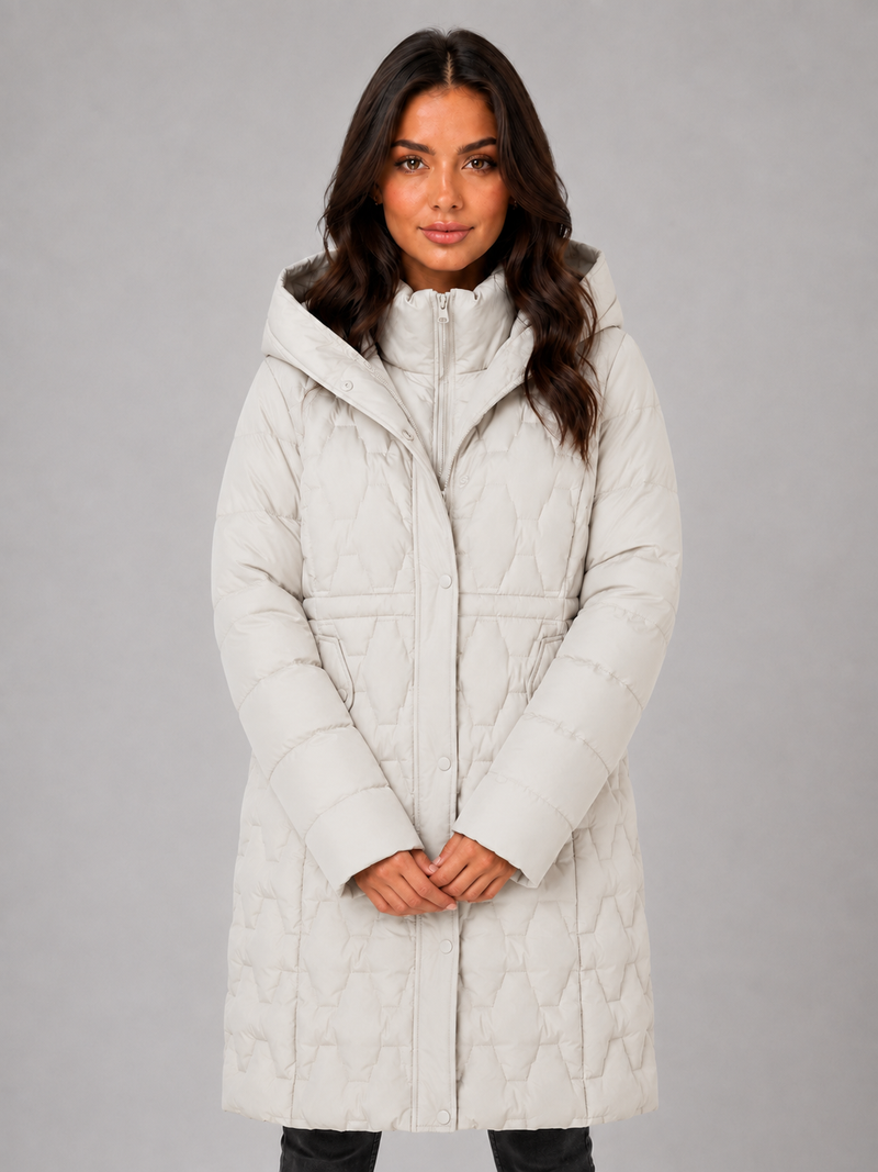 Women’s Long Puffer Coat – Hooded Quilted Winter Jacket