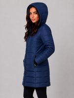 Women’s Long Puffer Coat – Hooded Quilted Winter Jacket
