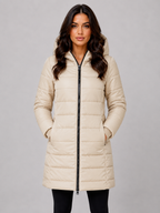 Women’s Long Puffer Coat – Hooded Quilted Winter Jacket