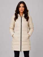 Women’s Long Puffer Coat – Hooded Quilted Winter Jacket