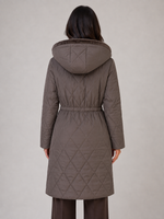 Women’s Long Quilted Puffer Coat – Faux Fur Collar Winter Coat