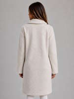 Women's Long Teddy Fleece Coat – Button Front Borg Jacket