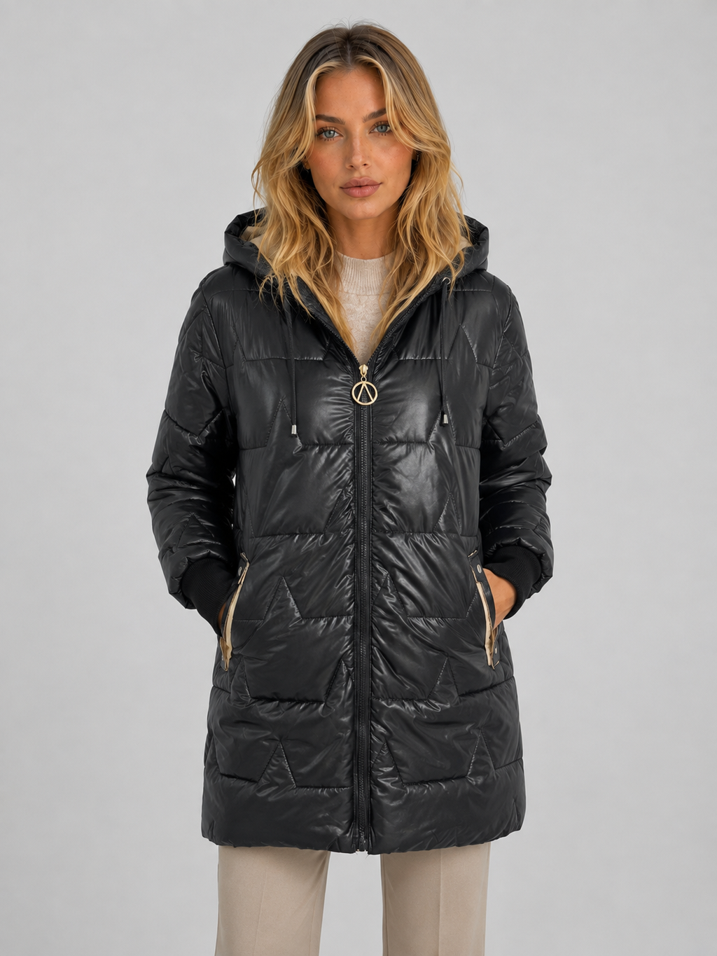 Women's Longline Hooded Puffer Coat – Quilted Winter Jacket