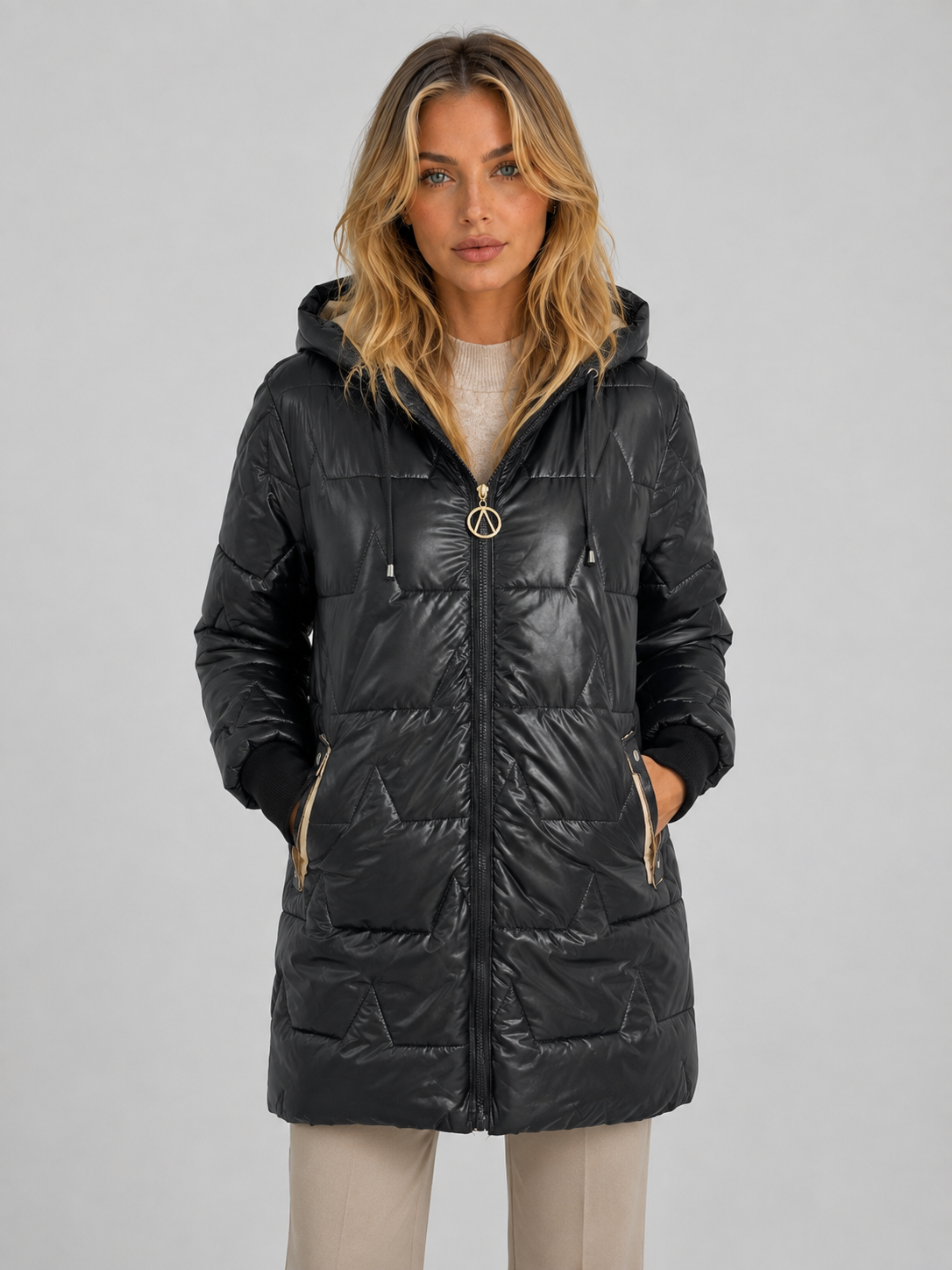 Women's Longline Hooded Puffer Coat – Quilted Winter Jacket