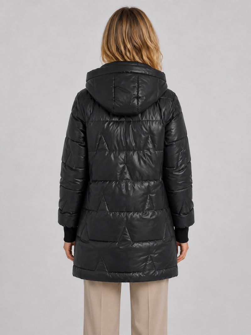 Women's Longline Hooded Puffer Coat – Quilted Winter Jacket
