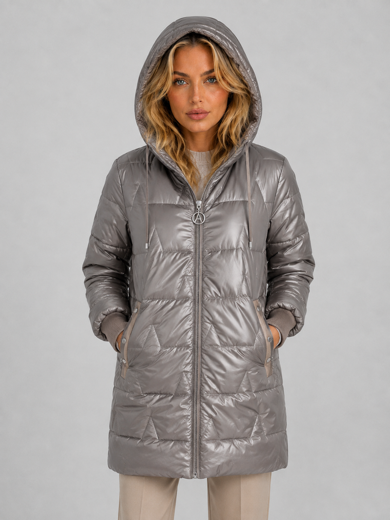 Women's Longline Hooded Puffer Coat – Quilted Winter Jacket