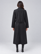 Women’s Longline Tailored Coat – Notched Lapel Button Detail Jacket