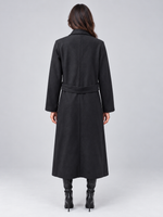 Women’s Longline Tailored Coat – Notched Lapel Button Detail Jacket