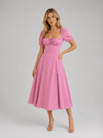 Women's Milkmaid Corset Midi Dress with Split - Summer Occasion Style