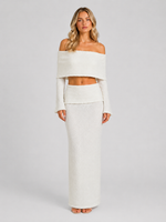 Women's Off-Shoulder Co-Ord Set –  Elegant Maxi Skirt Two-Piece