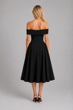 Women's Off-Shoulder Pleated Midi Dress – Wedding Guest Occasion