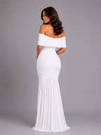 Women's Off-Shoulder Ruched Bodycon Maxi Dress – Sculpted Fit