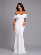 Women's Off-Shoulder Ruched Bodycon Maxi Dress – Sculpted Fit