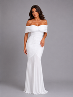 Women's Off-Shoulder Ruched Bodycon Maxi Dress – Sculpted Fit