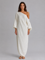 Women's One Shoulder Maxi Dress – Relaxed Draped Fit