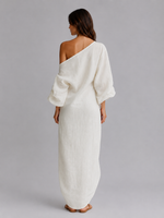 Women's One Shoulder Maxi Dress – Relaxed Draped Fit
