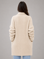 Women's Open Front Cardigan with Pockets – Soft Knit Longline Style