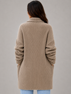 Women's Open Front Cardigan with Pockets – Soft Knit Longline Style