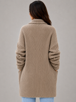 Women's Open Front Cardigan with Pockets – Soft Knit Longline Style