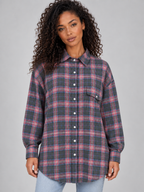 Women’s Oversized Check Shirt – Longline Button-Up Blouse