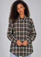 Women’s Oversized Check Shirt – Longline Button-Up Blouse