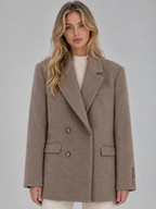 Women’s Oversized Double-Breasted Blazer – Tailored Longline Jacket