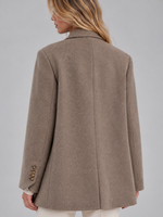 Women’s Oversized Double-Breasted Blazer – Tailored Longline Jacket