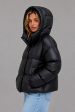 Women’s Oversized Hooded Puffer Jacket – High Collar Winter Coat