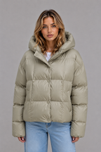 Women’s Oversized Hooded Puffer Jacket – High Collar Winter Coat