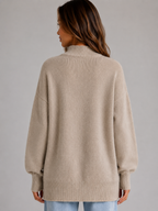 Women’s Oversized Knit Jumper – High Neck Longline Relaxed Fit