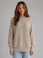 Women’s Oversized Knit Jumper – High Neck Longline Relaxed Fit