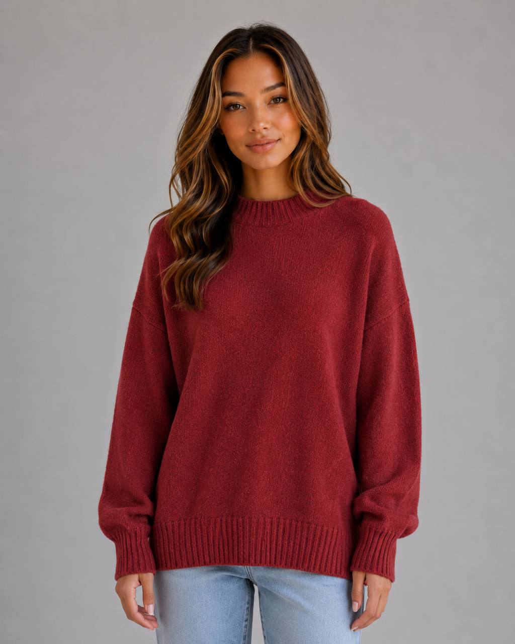Women’s Oversized Knit Jumper – High Neck Longline Relaxed Fit