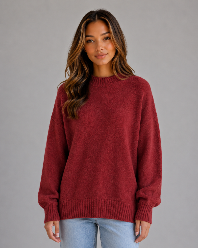 Women’s Oversized Knit Jumper – High Neck Longline Relaxed Fit
