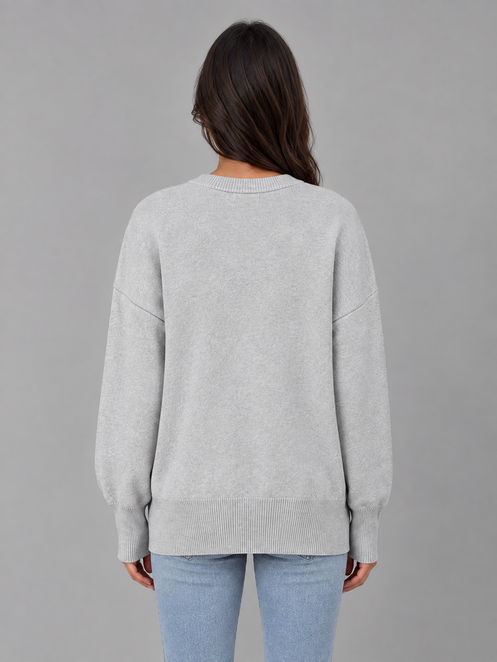 Women's Oversized Knitted Jumper – Long Sleeve Crew Neck Sweater
