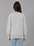Women's Oversized Knitted Jumper – Long Sleeve Crew Neck Sweater