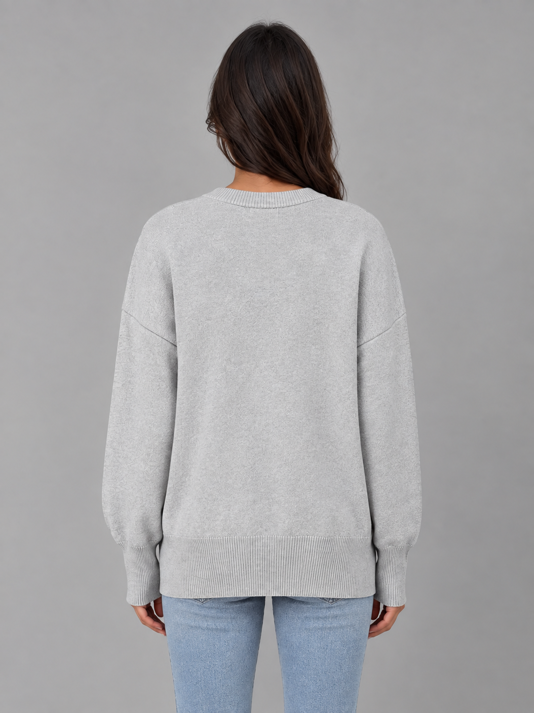 Women's Oversized Knitted Jumper – Long Sleeve Crew Neck Sweater