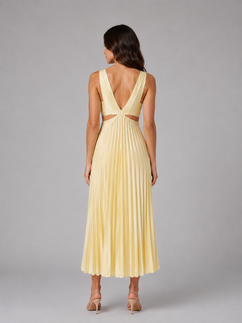 pleated cut out midi dress Pleated Cutout Midi Dress