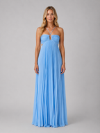 Women's Pleated Halterneck Maxi Dress – Wedding Guest Gown