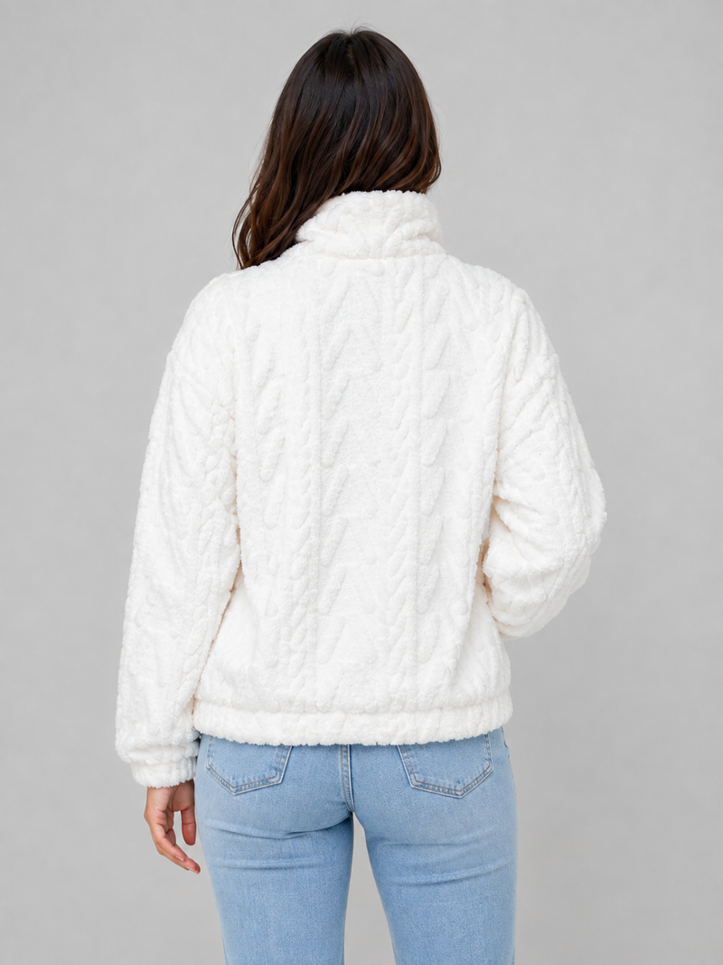 Women's Plush Half Zip Pullover – High Neck Fleece Jacket