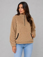 Women's Plush Half Zip Pullover – High Neck Fleece Jacket